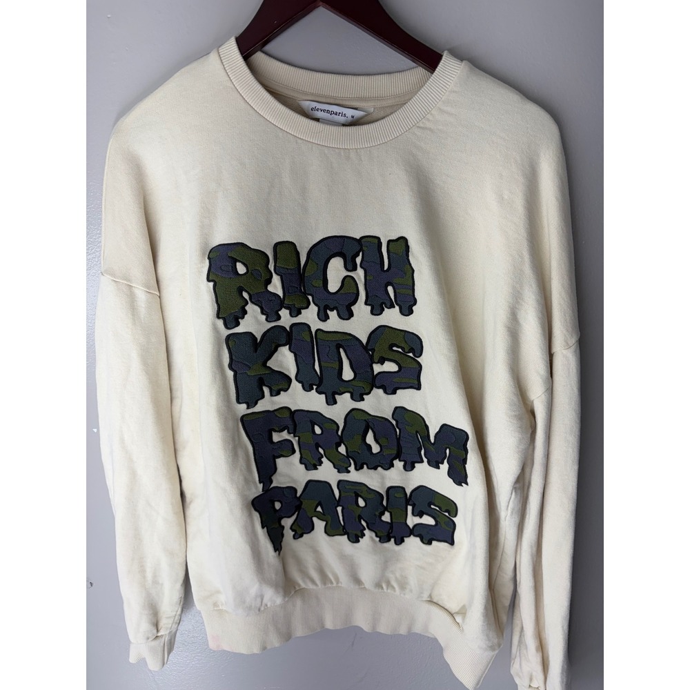 Eleven Paris Mens Rakis M Sweatshirt Rich Kids From Paris Camo Graphic Cream M